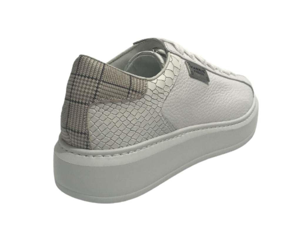 Scarpe uomo Harris Sport sneakers in pelle pregiata bianco/ tweed U17HA182