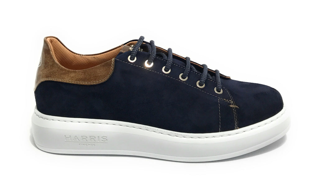 Scarpe uomo Harris Sport sneakers in pelle scamosciata ink blue/ shade lino U17HA191 PAUL/22