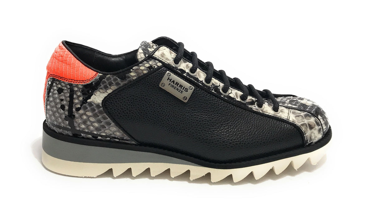 Scarpe Uomo Harris Sneaker Pelle stampa fish nero/ roccia/ splash arancione U17HA187
