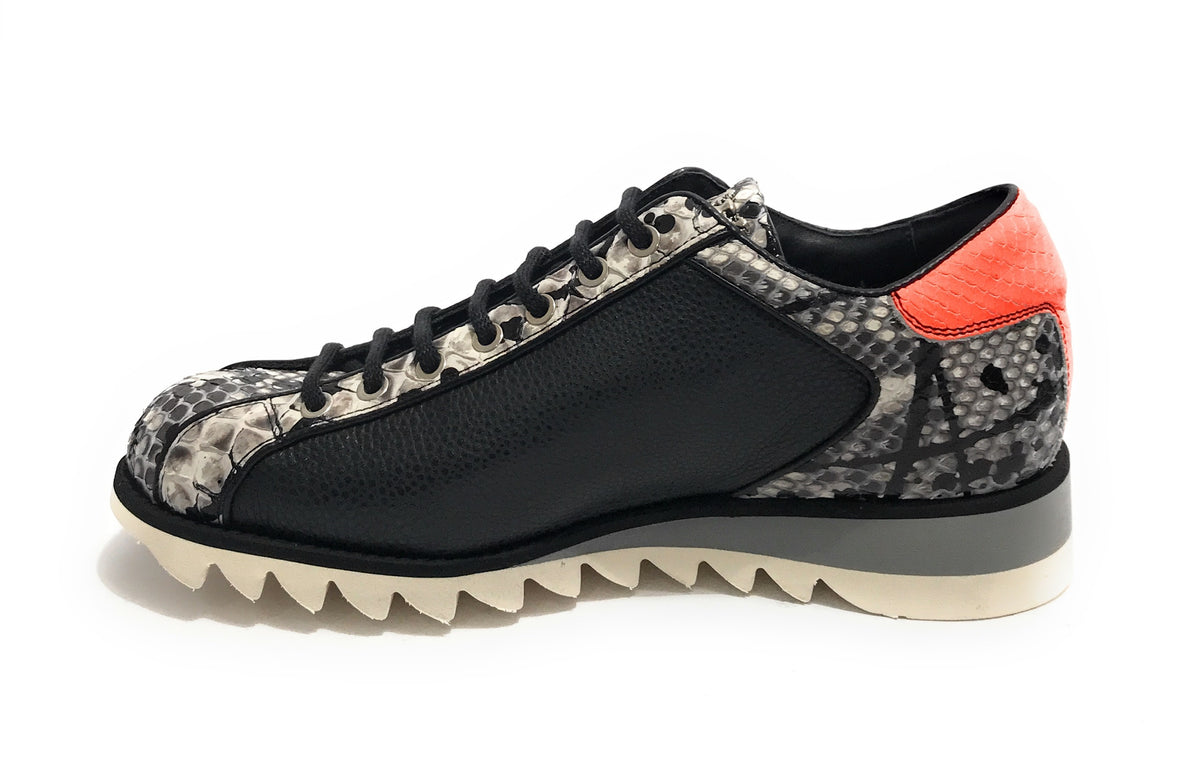 Scarpe Uomo Harris Sneaker Pelle stampa fish nero/ roccia/ splash arancione U17HA187