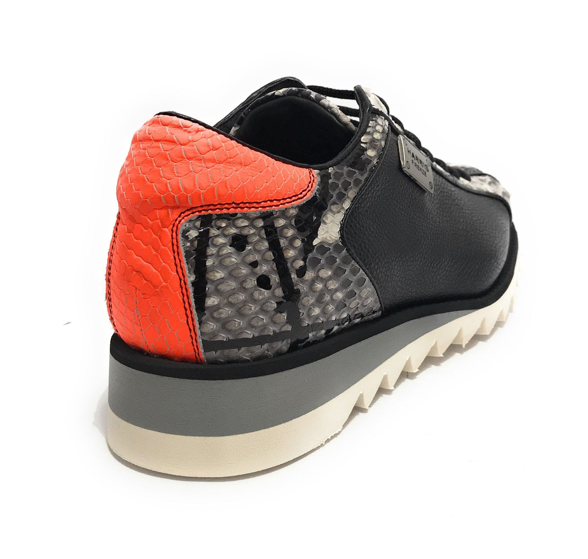 Scarpe Uomo Harris Sneaker Pelle stampa fish nero/ roccia/ splash arancione U17HA187