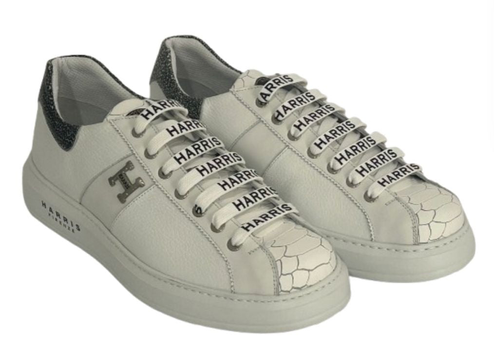 Scarpe uomo Harris Sport sneakers in pelle bianco/ shade fumé U17HA175