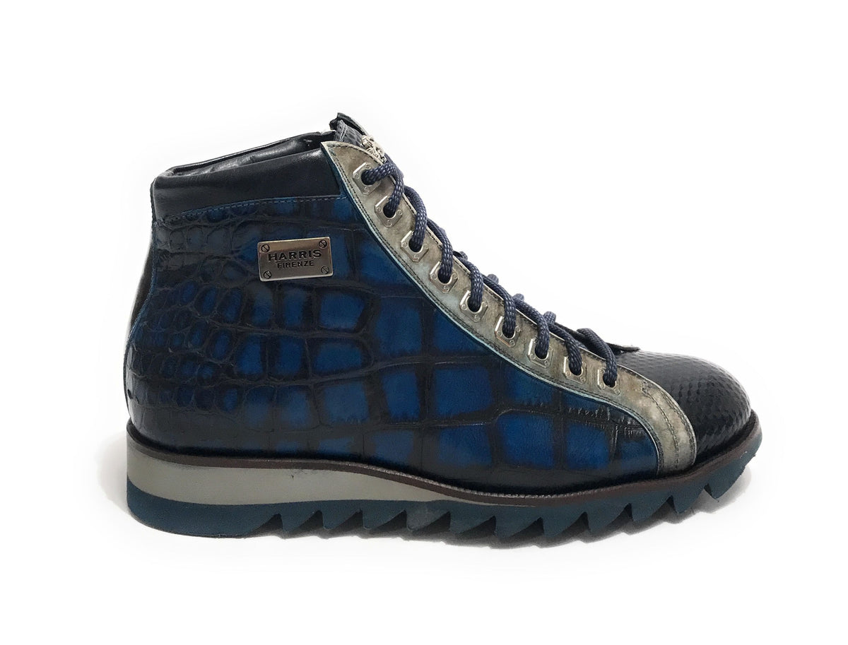 Scarpe uomo Harris polacchino pelle stampa cocco shade blue/ kubric nero U17HA189