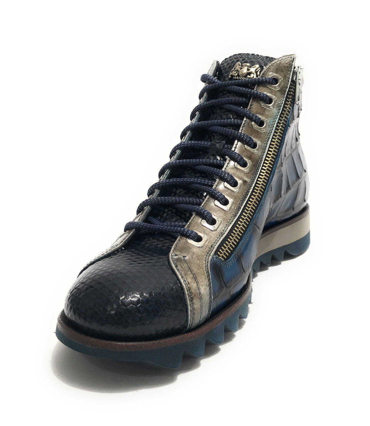 Scarpe uomo Harris polacchino pelle stampa cocco shade blue/ kubric nero U17HA189