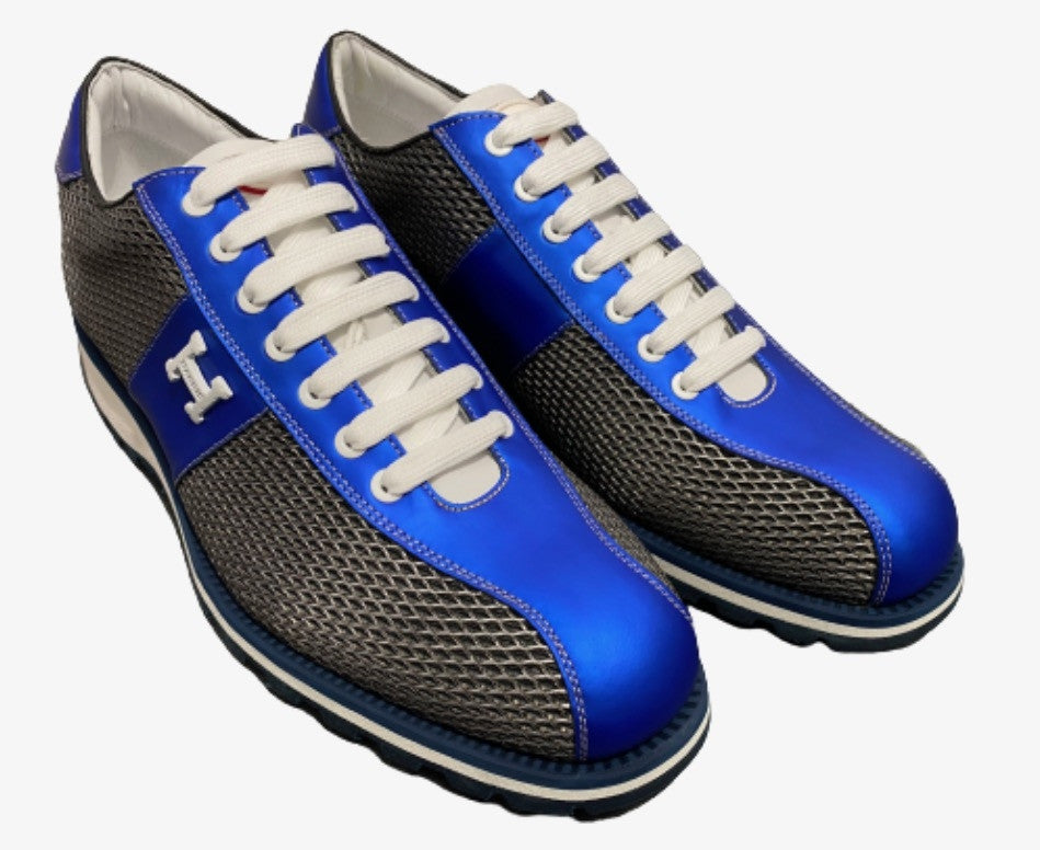 Scarpe uomo Harris sneaker pelle shade jingo metal/ azzurro fluo U17HA156
