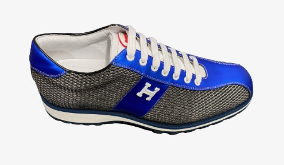 Scarpe uomo Harris sneaker pelle shade jingo metal/ azzurro fluo U17HA156