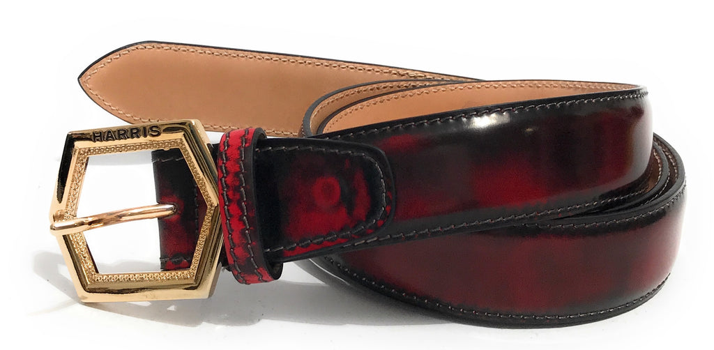 Cinta Harris in pelle shade rosso con fibbia regolabile A19HA25