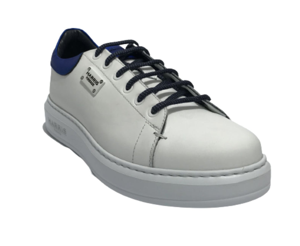Scarpe uomo Harris Sport sneakers in pelle bianco/ blu fluo U17HA195