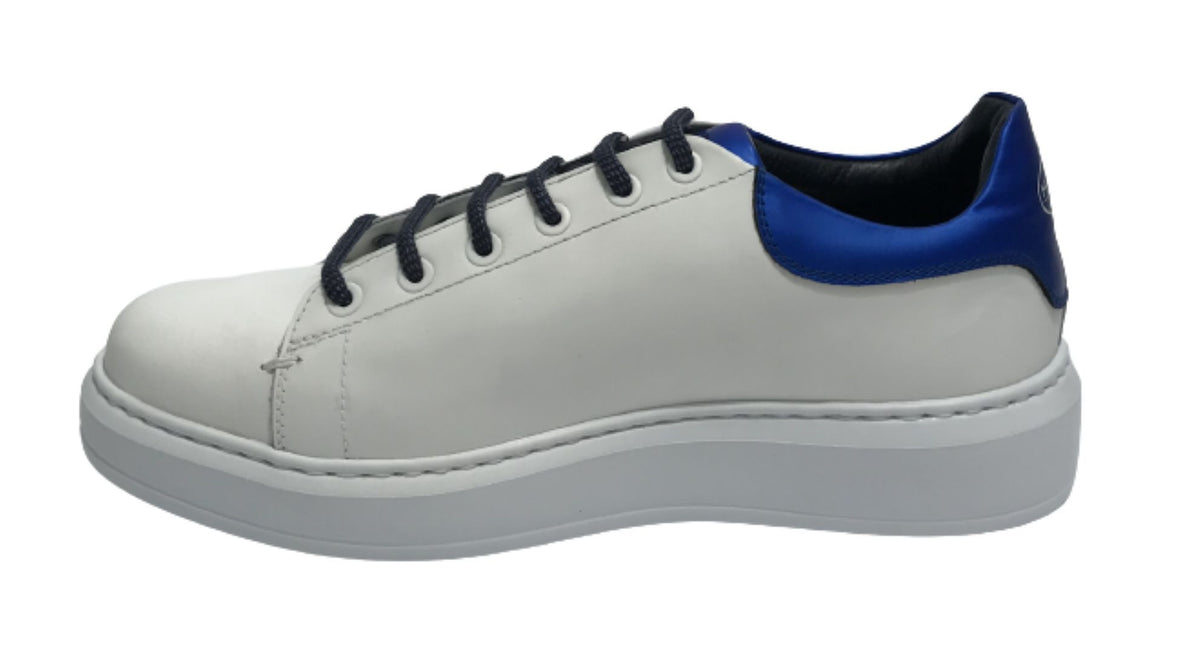 Scarpe uomo Harris Sport sneakers in pelle bianco/ blu fluo U17HA195