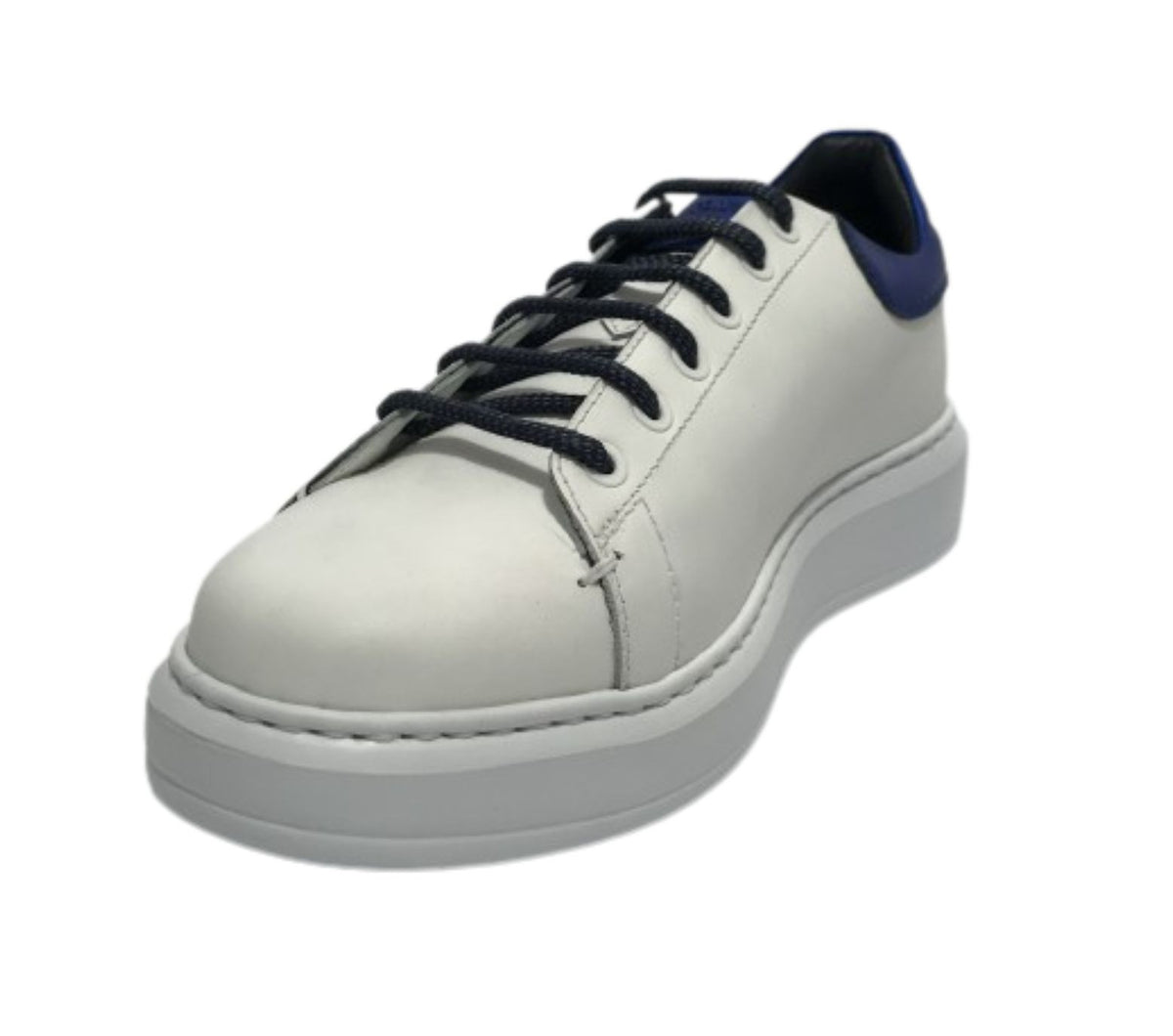 Scarpe uomo Harris Sport sneakers in pelle bianco/ blu fluo U17HA195