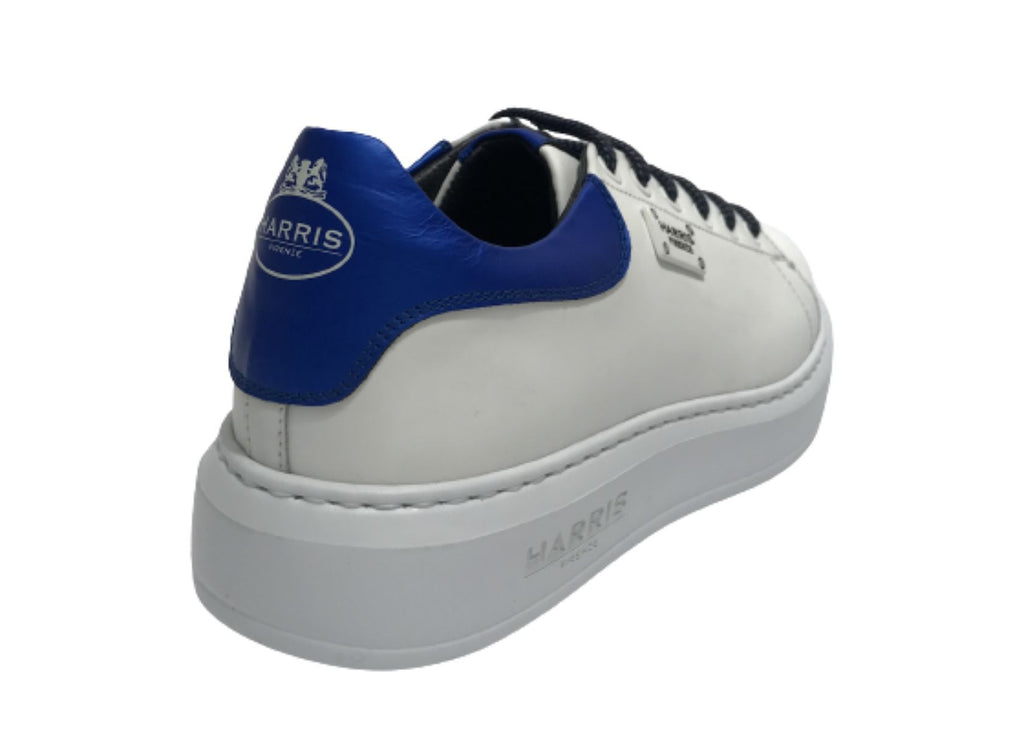 Scarpe uomo Harris Sport sneakers in pelle bianco/ blu fluo U17HA195