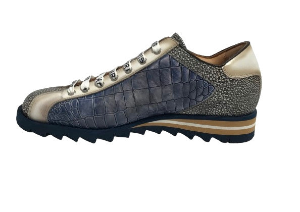 Scarpe uomo Harris sneaker pelle shade stampa razza/ bianco/ stampa cocco shade azzurro U17HA212 2817