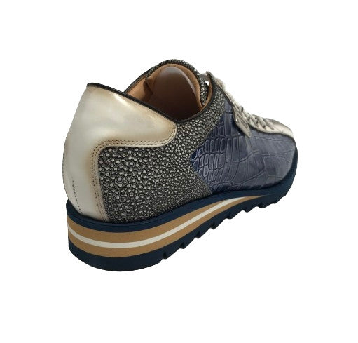 Scarpe uomo Harris sneaker pelle shade stampa razza/ bianco/ stampa cocco shade azzurro U17HA212 2817