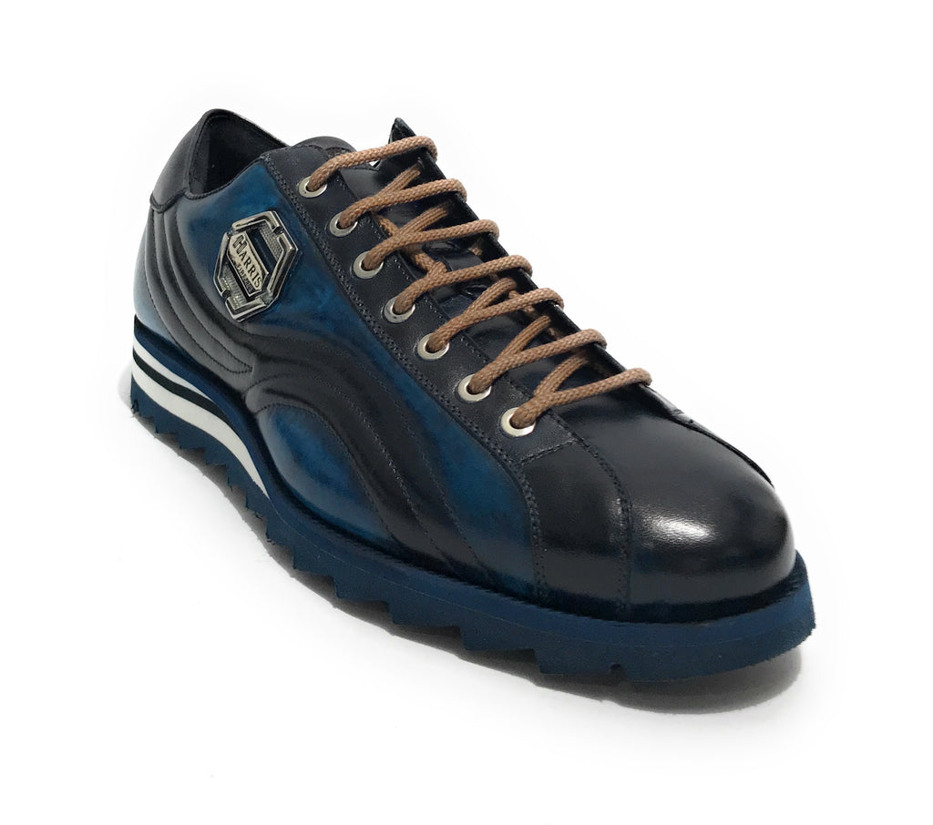 Scarpe uomo Harris sneaker pelle blu tamponato U17HA198 3895