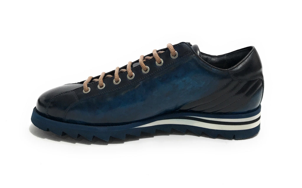 Scarpe uomo Harris sneaker pelle blu tamponato U17HA198 3895