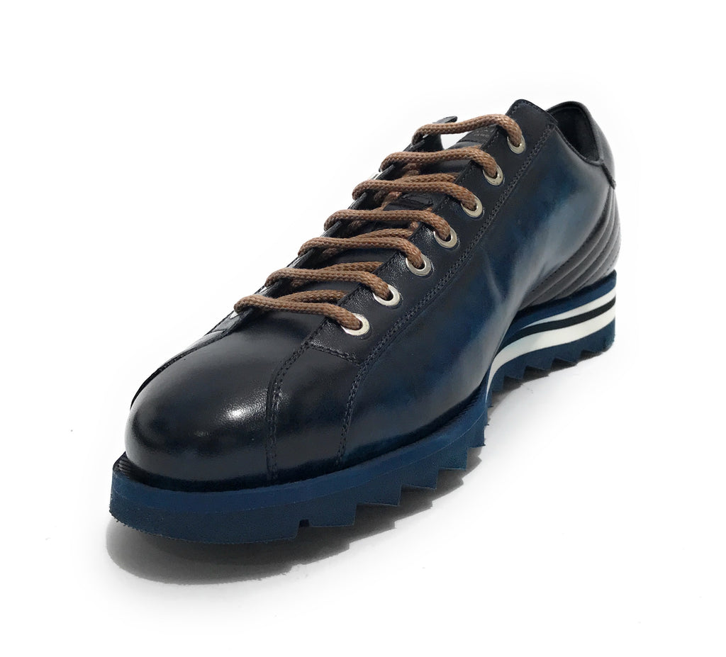 Scarpe uomo Harris sneaker pelle blu tamponato U17HA198 3895