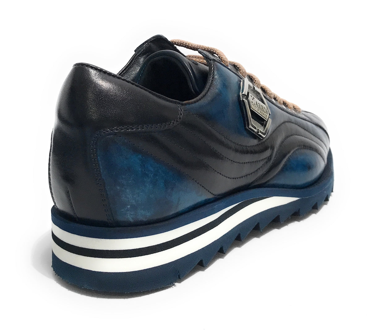 Scarpe uomo Harris sneaker pelle blu tamponato U17HA198 3895