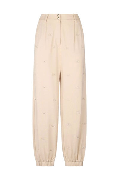 Pantalone donna Liu Jo con logo beige ES25LJ69 TA5193 J5942