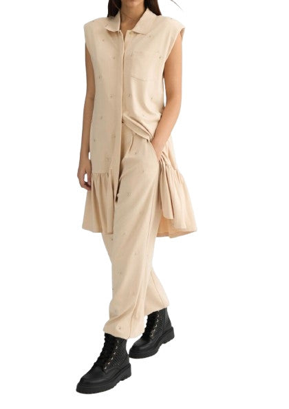 Pantalone donna Liu Jo con logo beige ES25LJ69 TA5193 J5942
