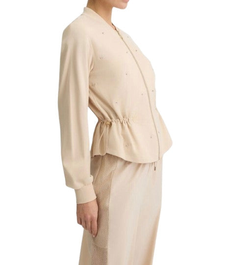 Felpa donna con zip Liu Jo beige ES25LJ70 TA5190 J5942