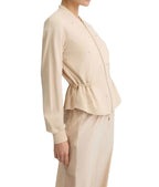 Felpa donna con zip Liu Jo beige ES25LJ70 TA5190 J5942