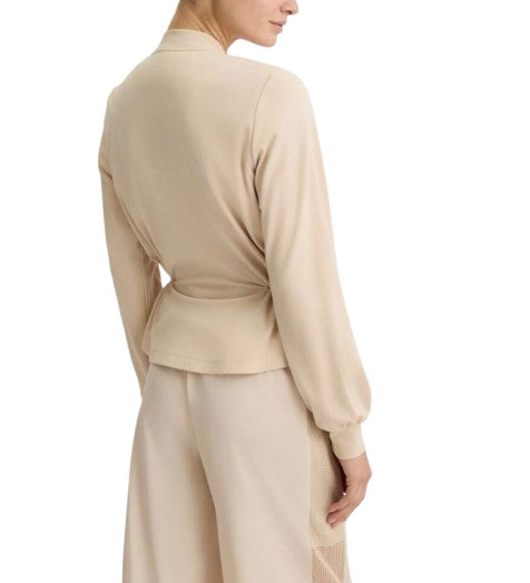 Felpa donna con zip Liu Jo beige ES25LJ70 TA5190 J5942