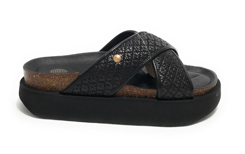 Sandalo donna Genuins Palace raffia black DS25GN10 G106346