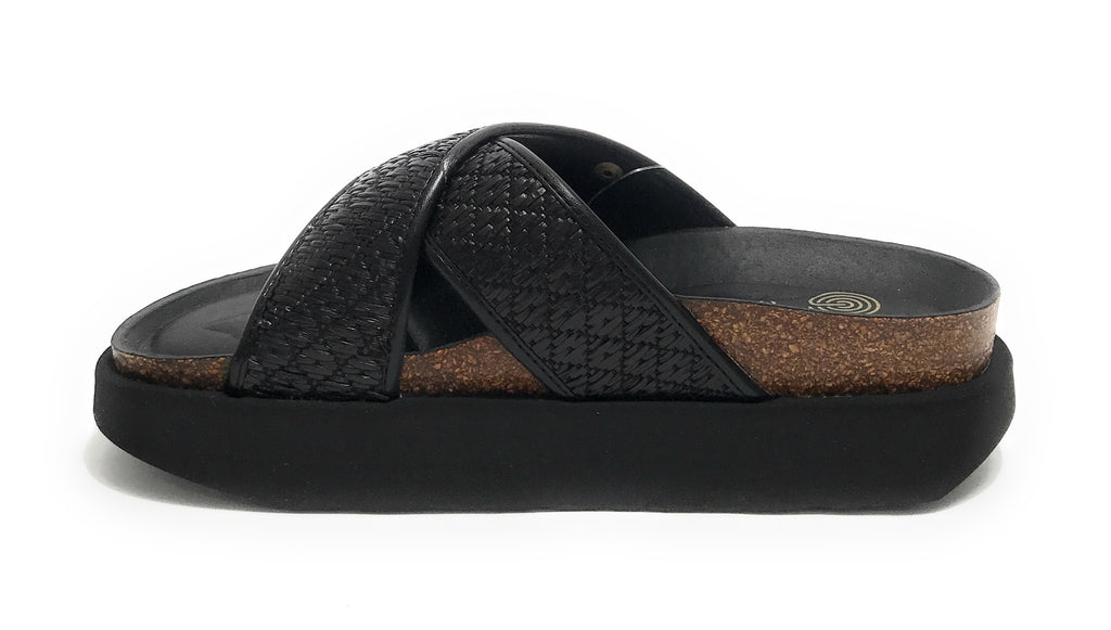 Sandalo donna Genuins Palace raffia black DS25GN10 G106346