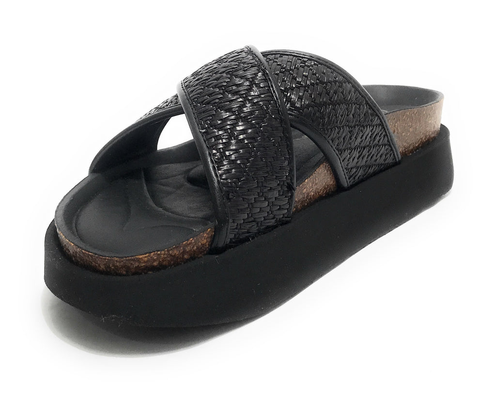 Sandalo donna Genuins Palace raffia black DS25GN10 G106346