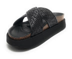 Sandalo donna Genuins Palace raffia black DS25GN10 G106346