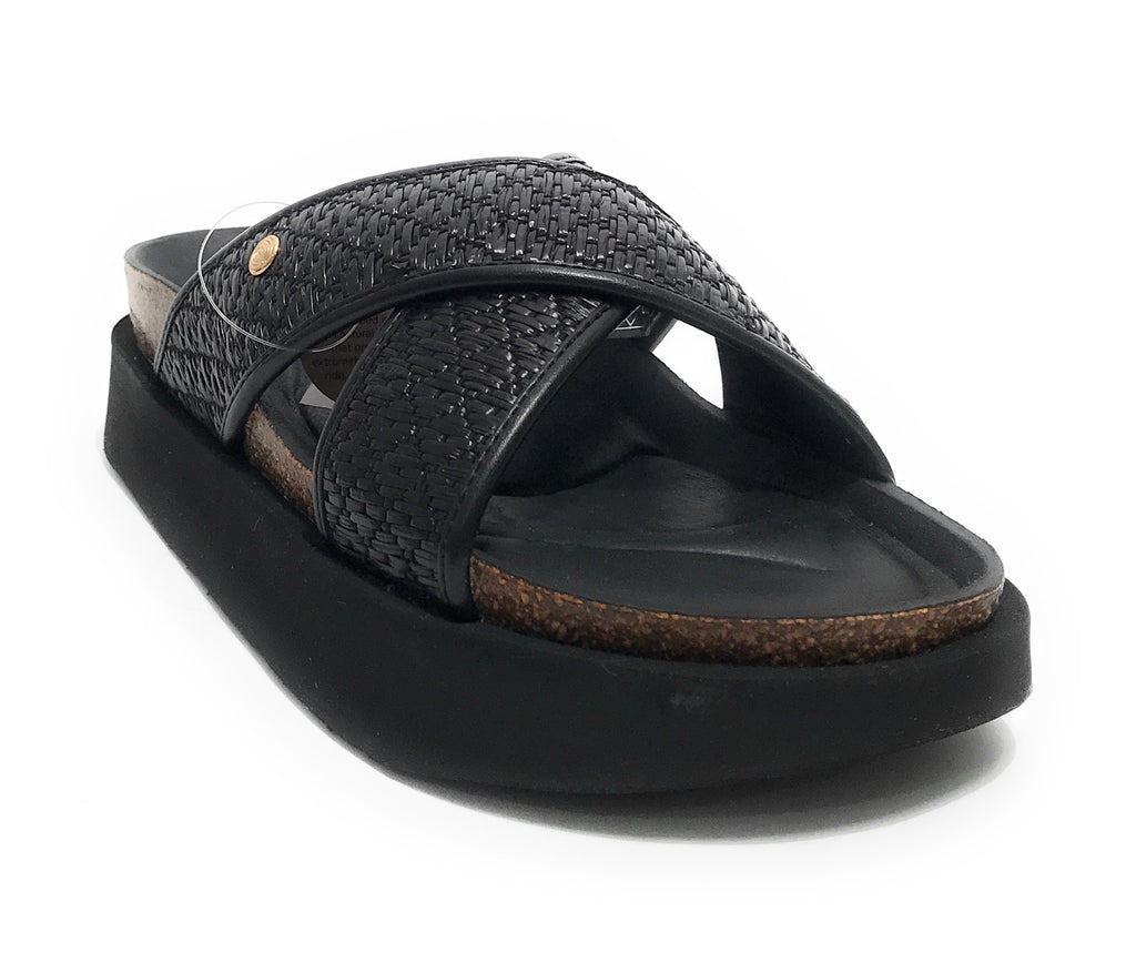 Sandalo donna Genuins Palace raffia black DS25GN10 G106346