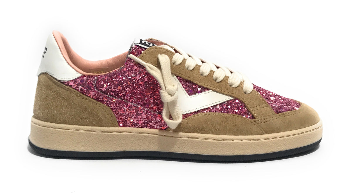 Scarpe 2B12 sneaker JRPlay-137 pelle beige/ glitter pink Z26QB02