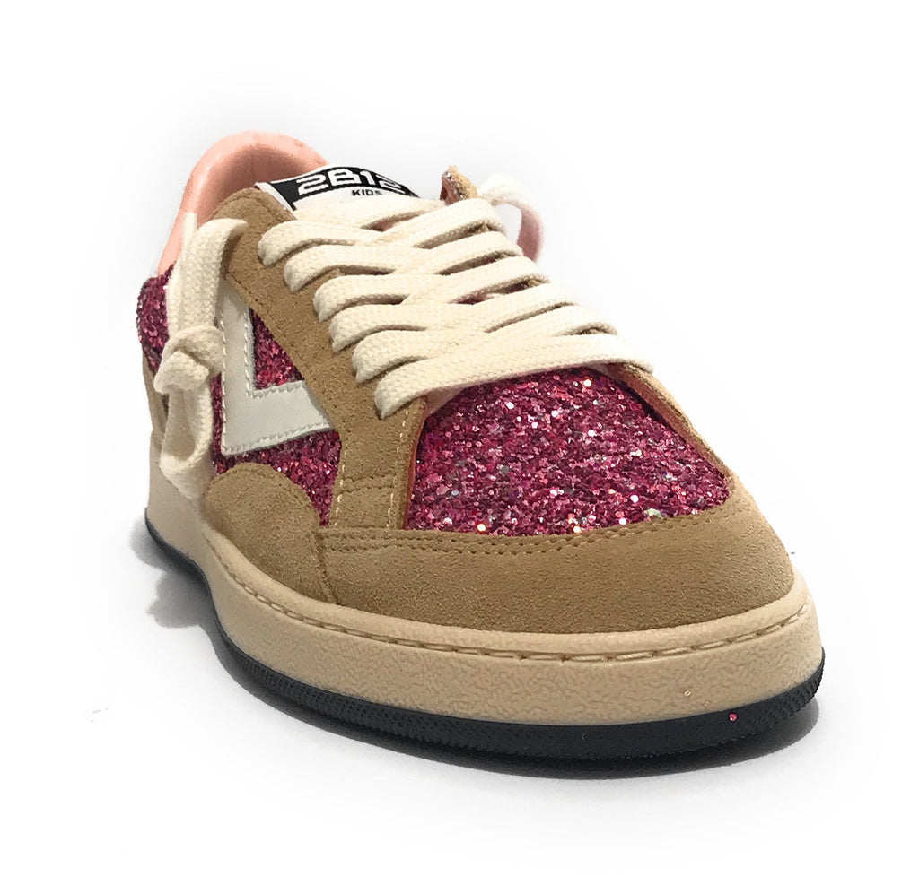 Scarpe 2B12 sneaker JRPlay-137 pelle beige/ glitter pink Z26QB02