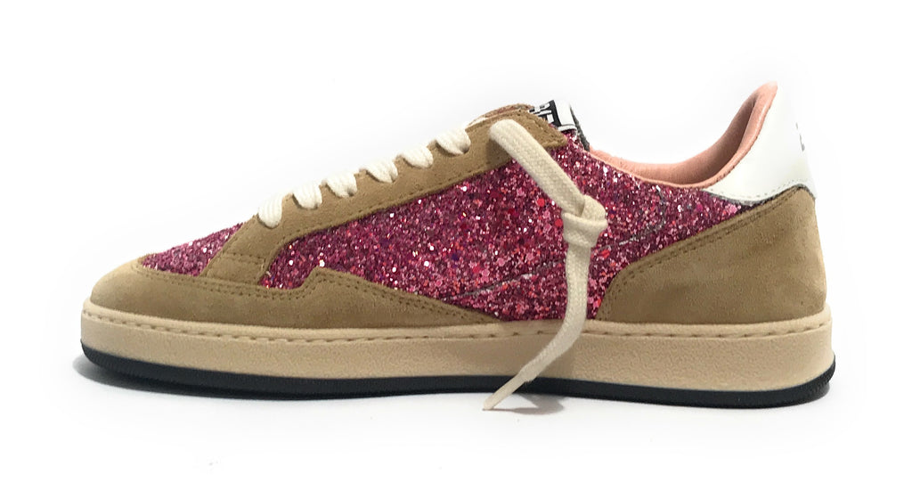 Scarpe 2B12 sneaker JRPlay-137 pelle beige/ glitter pink Z26QB02