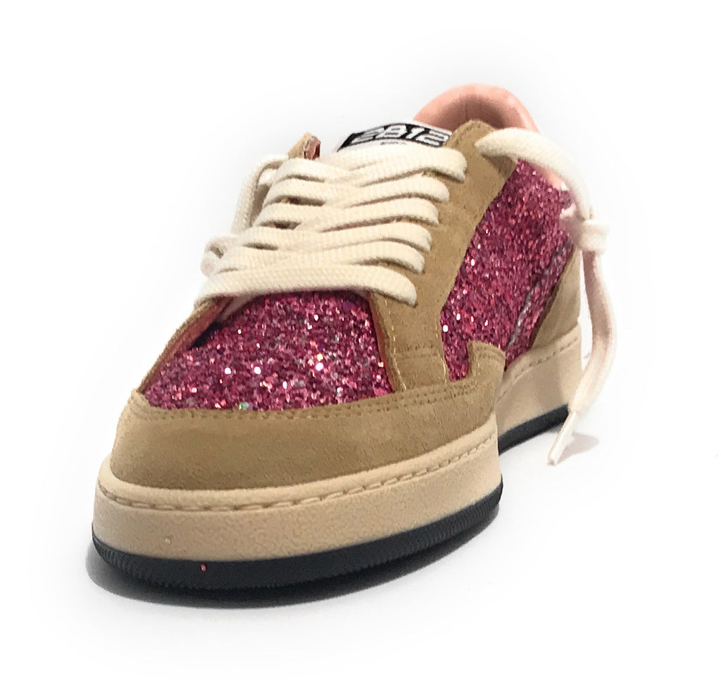 Scarpe 2B12 sneaker JRPlay-137 pelle beige/ glitter pink Z26QB02