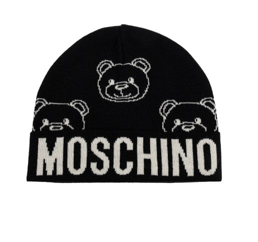 Berretto Moschino logo nero con orlo C26MO01 65443 M3321 COL 016