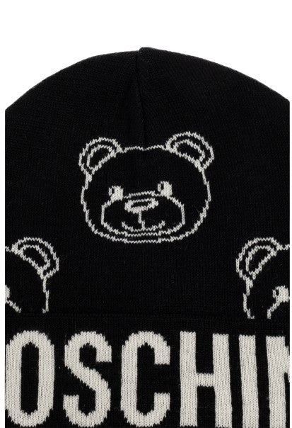 Berretto Moschino logo nero con orlo C26MO01 65443 M3321 COL 016