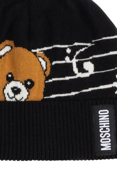 Berretto Moschino logo nero con orlo C26MO19 65464 M3319 COL 016