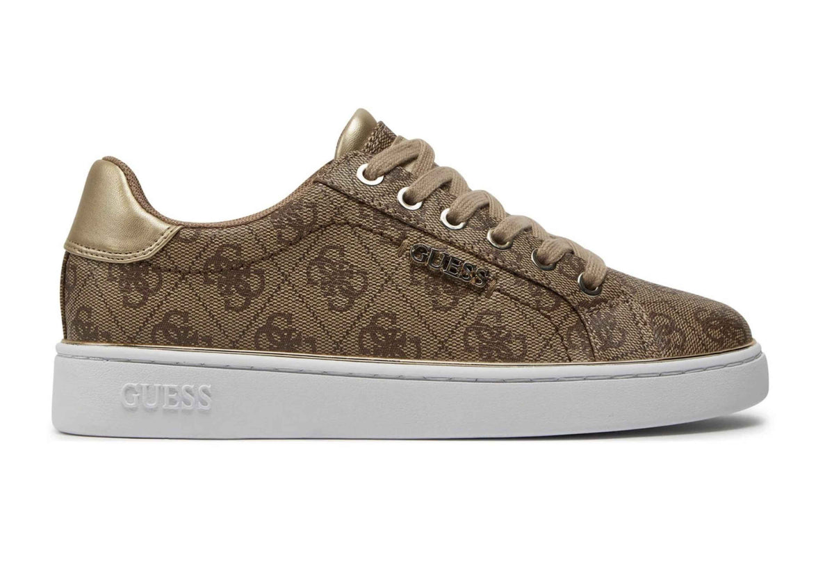 Scarpe donna sneaker Guess Beckie in ecopelle beige/ brown D26GU15 FL7BKIFAL12