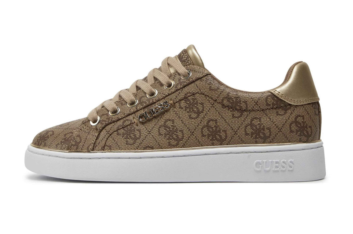 Scarpe donna sneaker Guess Beckie in ecopelle beige/ brown D26GU15 FL7BKIFAL12