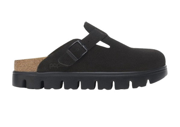 Scarpe donna sabot Birkenstock Boston Pap Chunky in suede black D26BI02 1028317
