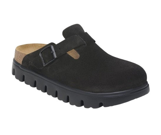 Scarpe donna sabot Birkenstock Boston Pap Chunky in suede black D26BI02 1028317