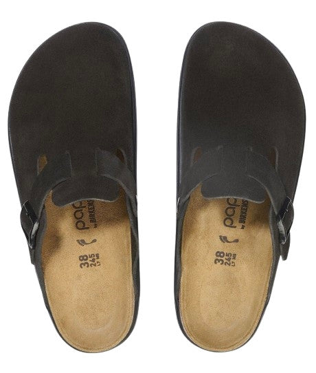Scarpe donna sabot Birkenstock Boston Pap Chunky in suede black D26BI02 1028317