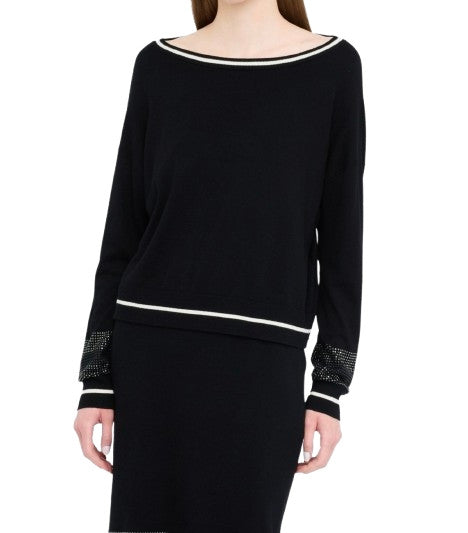 Maglione donna Liu Jo better nero/bianco latte E26LJ25 TF5210 MS49I 03N66