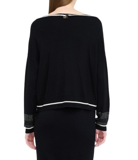 Maglione donna Liu Jo better nero/bianco latte E26LJ25 TF5210 MS49I 03N66