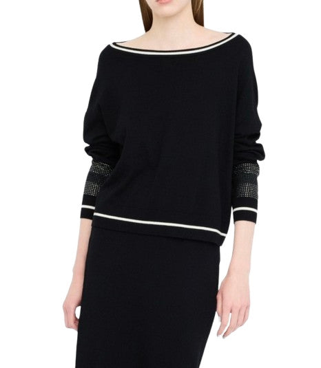 Maglione donna Liu Jo better nero/bianco latte E26LJ25 TF5210 MS49I 03N66