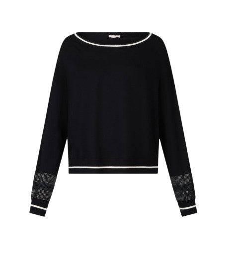 Maglione donna Liu Jo better nero/bianco latte E26LJ25 TF5210 MS49I 03N66