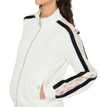 Felpa aperta donna Liu Jo in cotone bianco latte/nero E26LJ24 TF5006 J4523 03N76