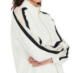 Felpa aperta donna Liu Jo in cotone bianco latte/nero E26LJ24 TF5006 J4523 03N76