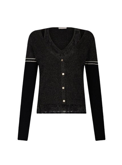Cardigan donna Liu Jo in maglia nero E26LJ42 TF5027 MS49I A4348